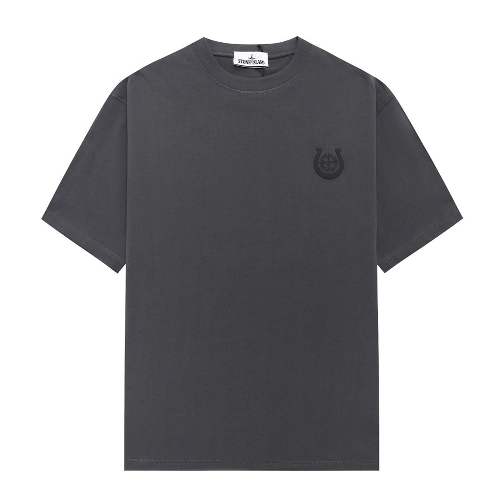 Stone Island Left Chest Horseshoe Compass Badge Print Crew Neck T-Shirt