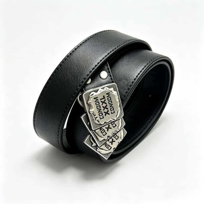 Y2K Punk Vintage Tri-Plate Buckle Leather Belt XXXL Letter Engraved