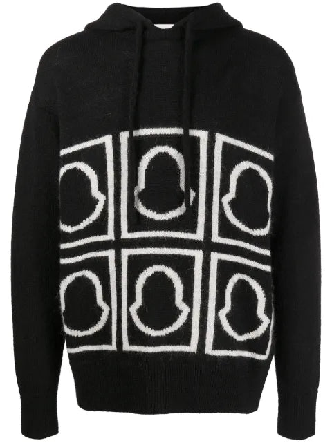 Moncler logo-intarsia knitted hoodie