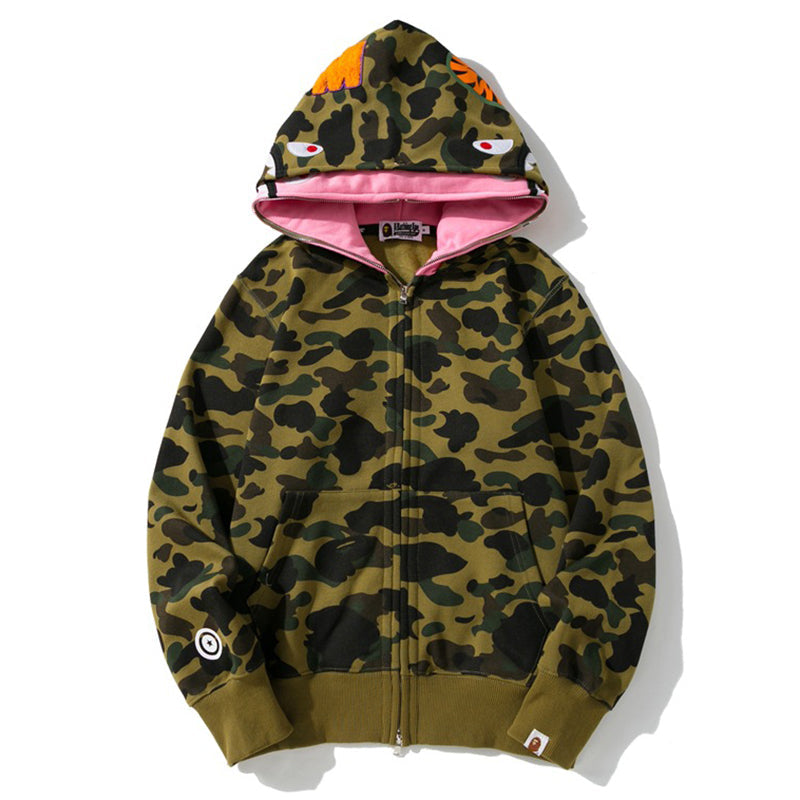 BAPE Double-Hood Camo Shark Hoodie