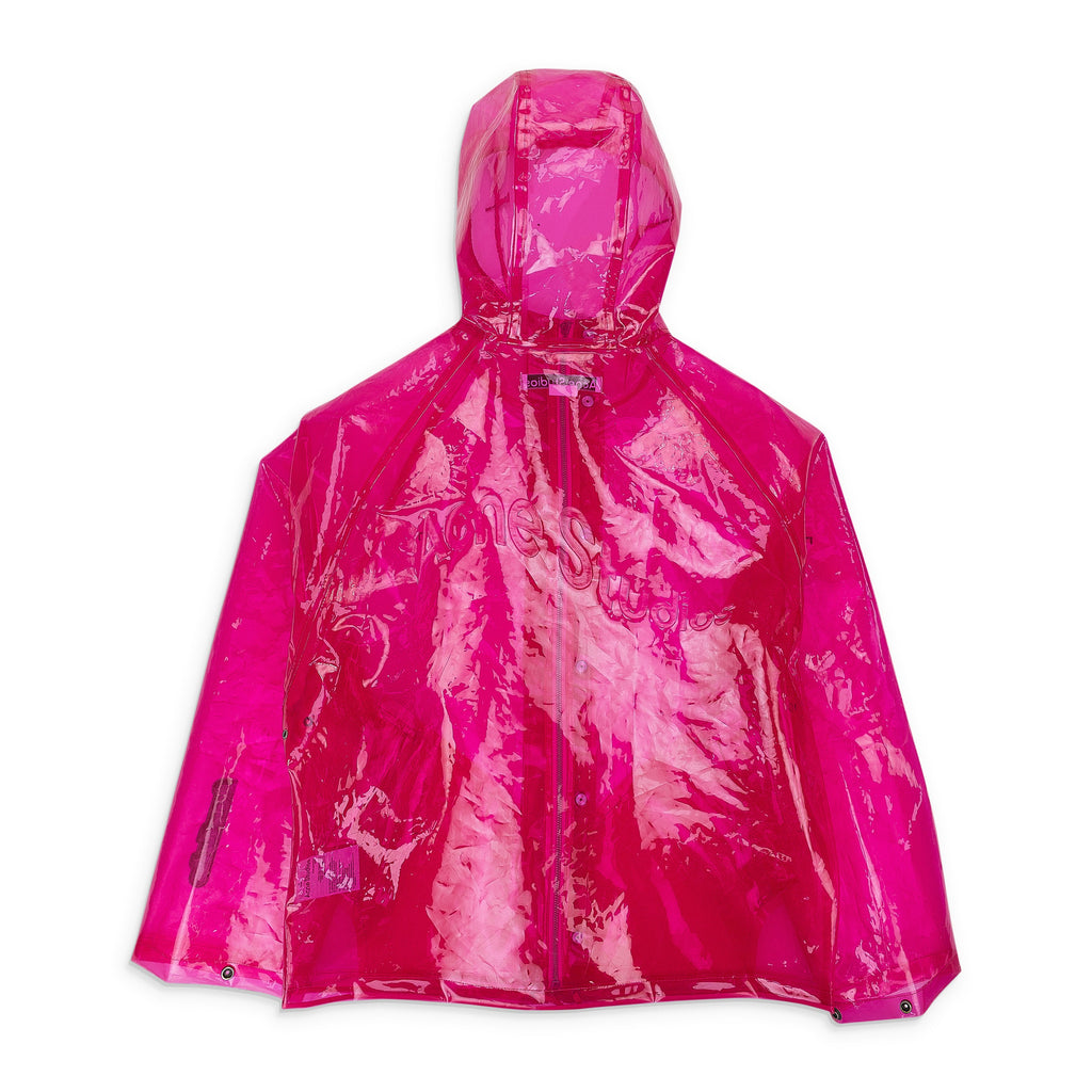 PINK HOODED TRANSPARENT RAINCOAT