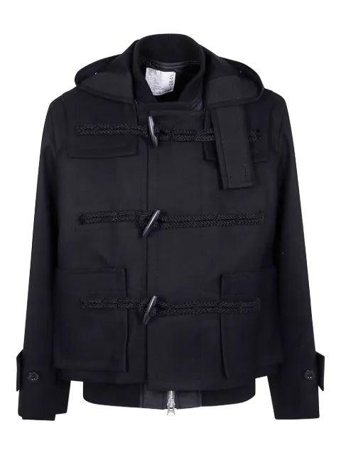sacai hooded toggle-fastening jacket