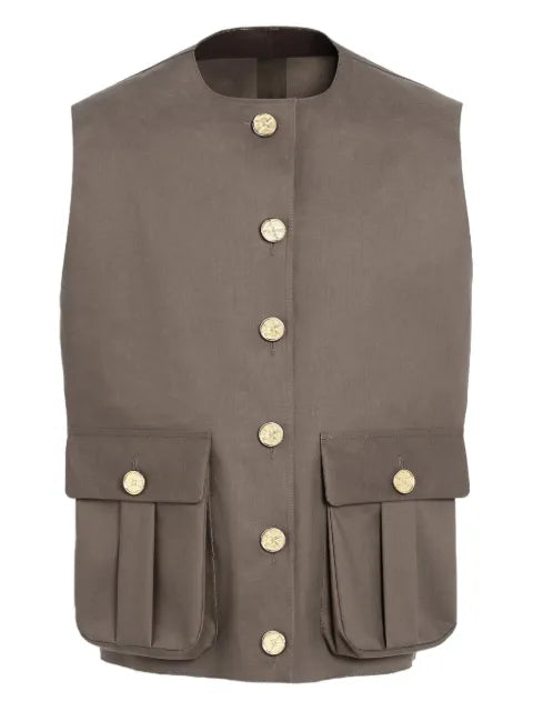 Barrie button-fastening sleeveless jacket