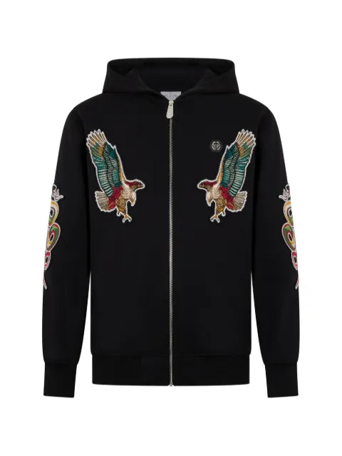 Philipp Plein patch-embellishment zip-up hoodie