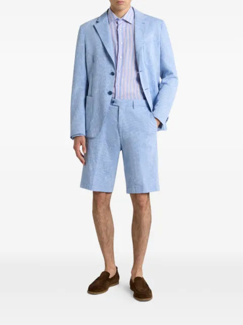 ETRO single-breasted striped cotton jacket with floral Paisley motif