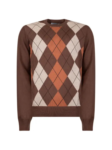 Gran Sasso argyle-knit crew-neck sweater