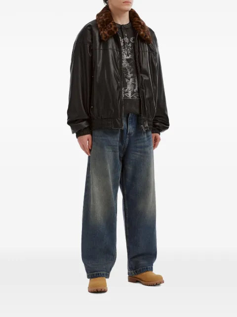 FIVE CM leopard-print-collar jacket