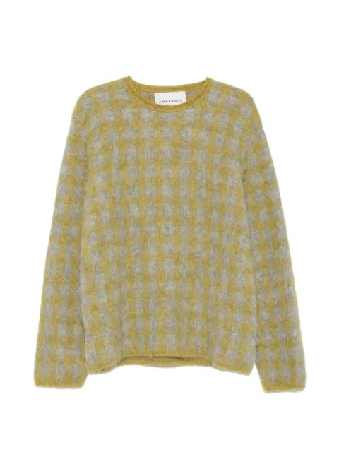 AMARANTO  check brushed-knit sweater