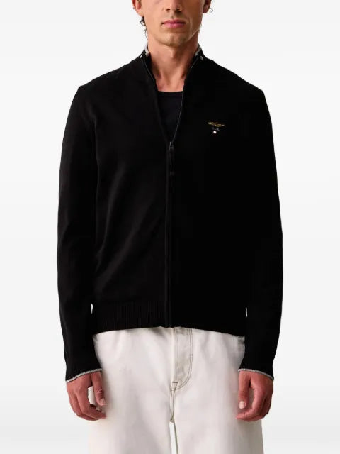 Aeronautica Militare zip-up embroidered cardigan