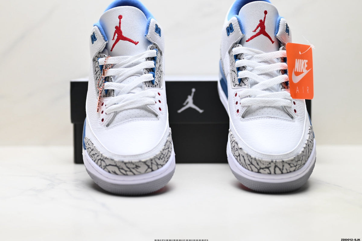 Air Jordan 3 Retro White Royal Blue Cement Sneakers