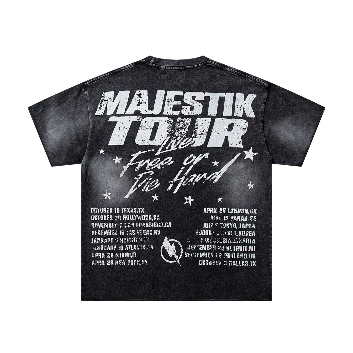 MAJESTIK Washed Black Tour Graphic T-Shirt