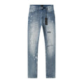 R+A Light Blue Paint-Splatter Patchwork Jeans