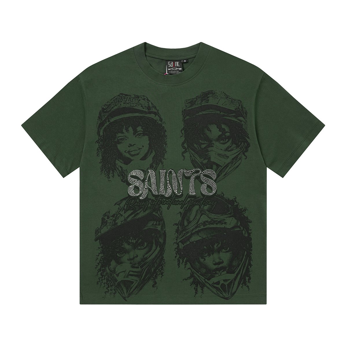 SAINT Racing Portrait Rhinestone Short-Sleeve T-Shirt