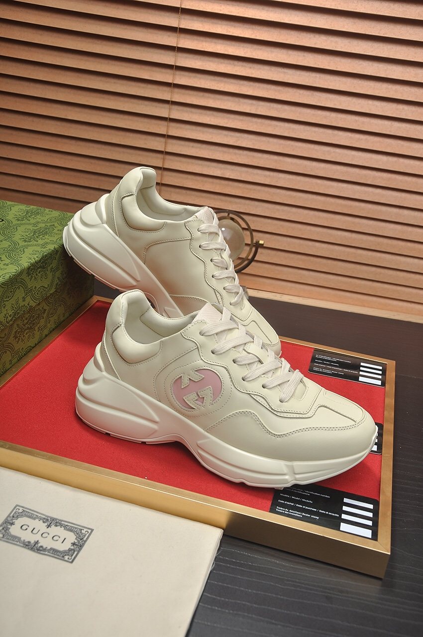 Gucci Ivory and Pale Pink Chunky Sneakers
