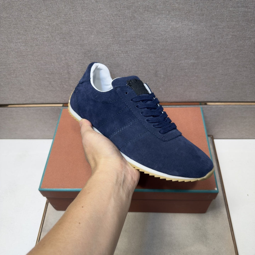 Loro Piana Navy Lace-Up Sneakers