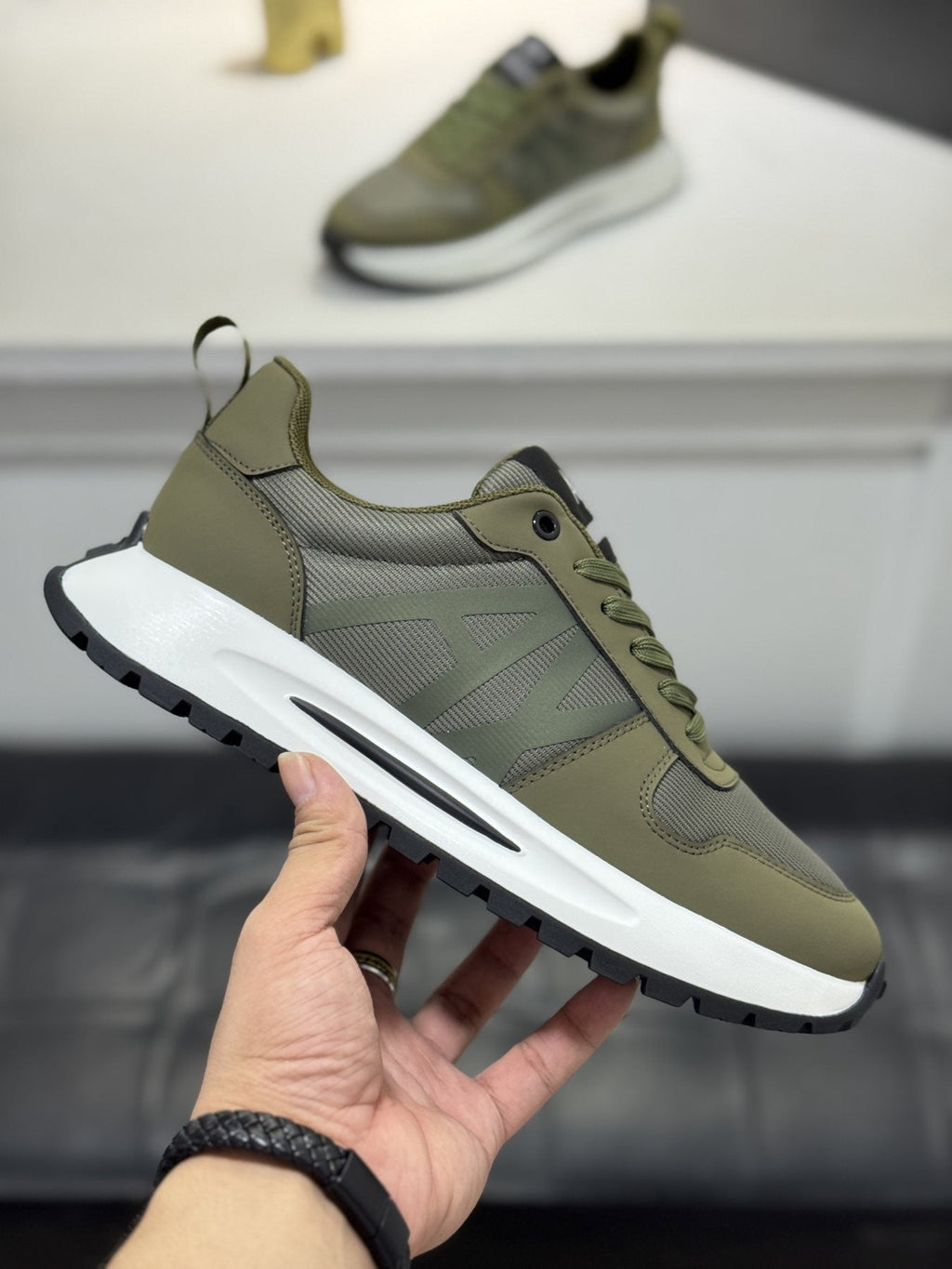 Armani Men's Graphic Side Lace-Up Sneakers