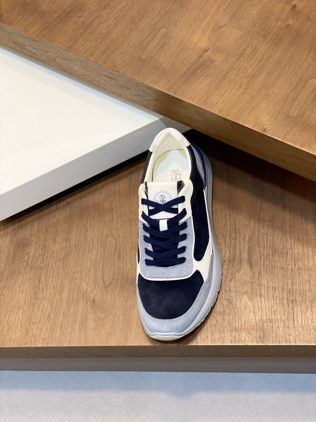 Brunello Cucinelli Navy and Gray Low-Top Sneakers