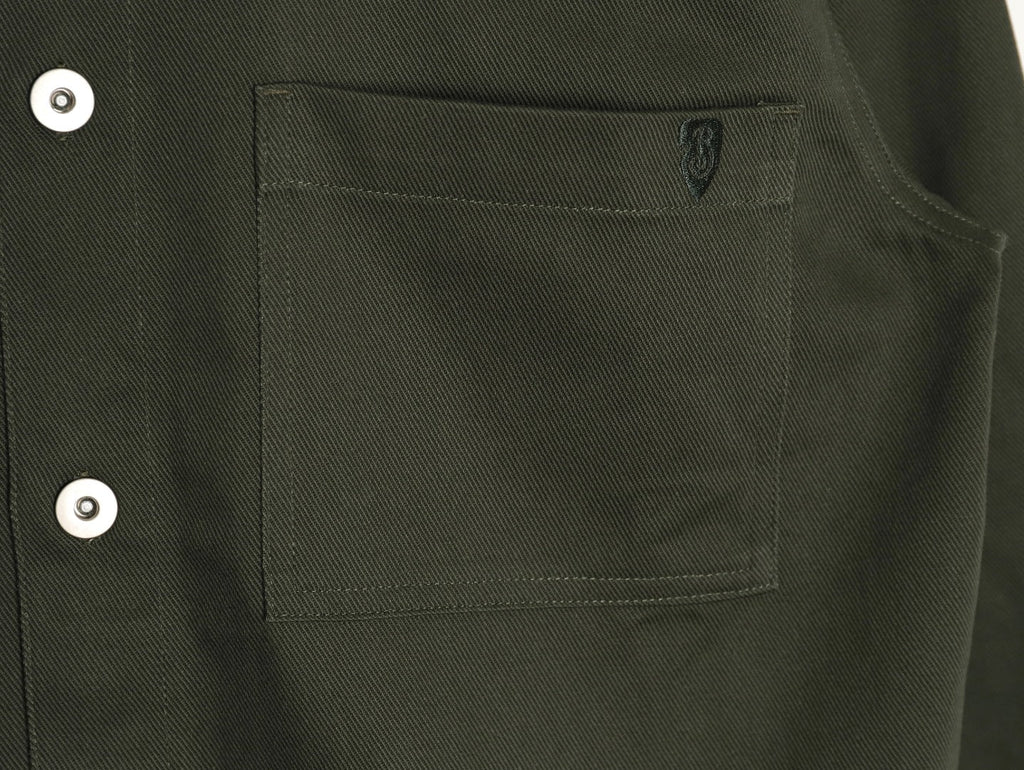 Burberry Shield-Detail Denim Shirt Jacket - Olive