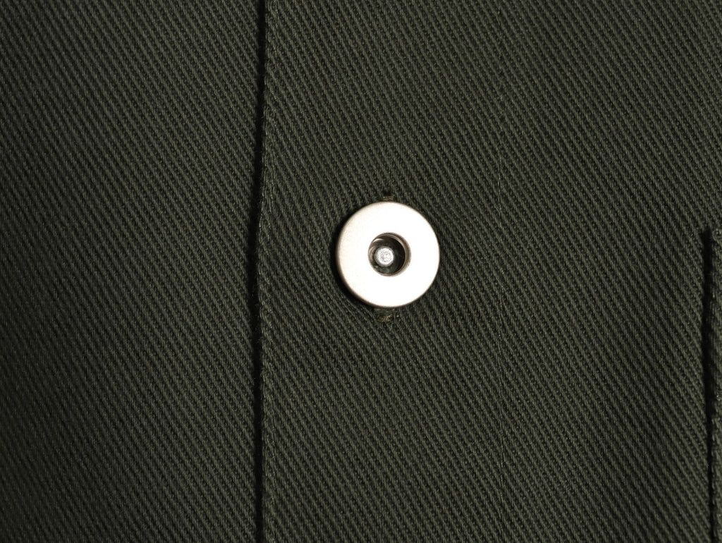 Burberry Shield-Detail Denim Shirt Jacket - Olive