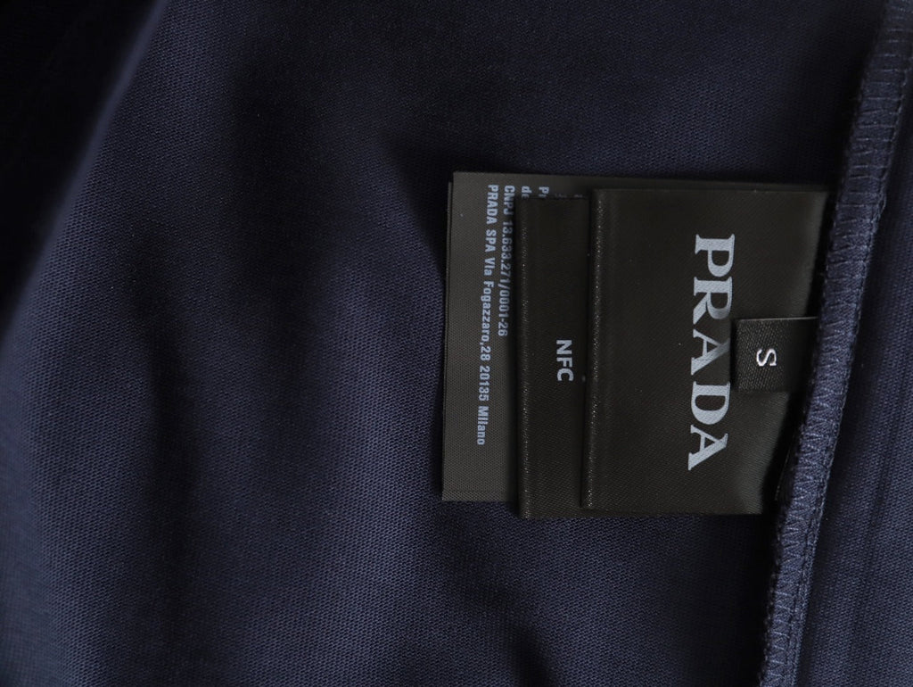 Prada PRD Neck-Label Relaxed Pullover Hoodie - Navy